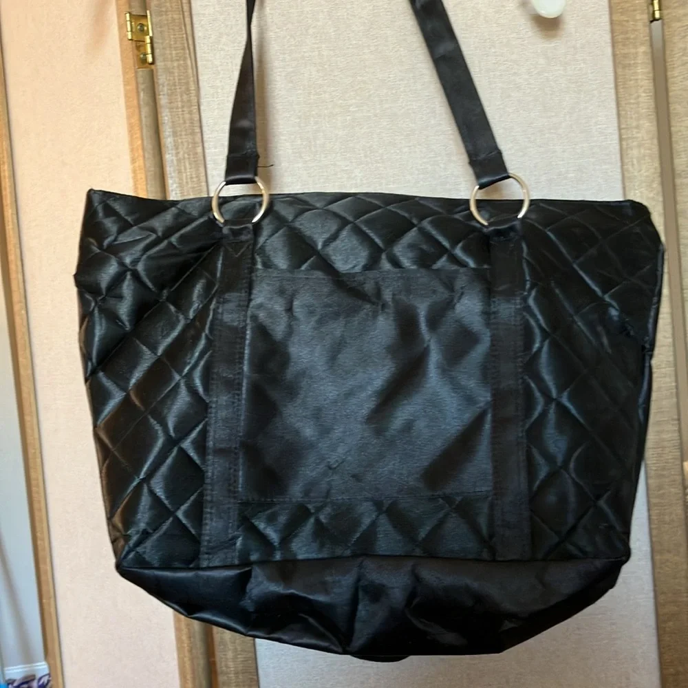 Elegant Black Quilted Tote Bag